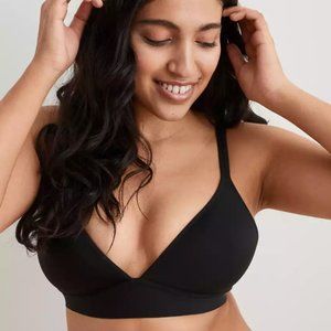Aerie AEO Real Me Wireless Lightly Lined Bra Black Comfort Women's Size 36DD